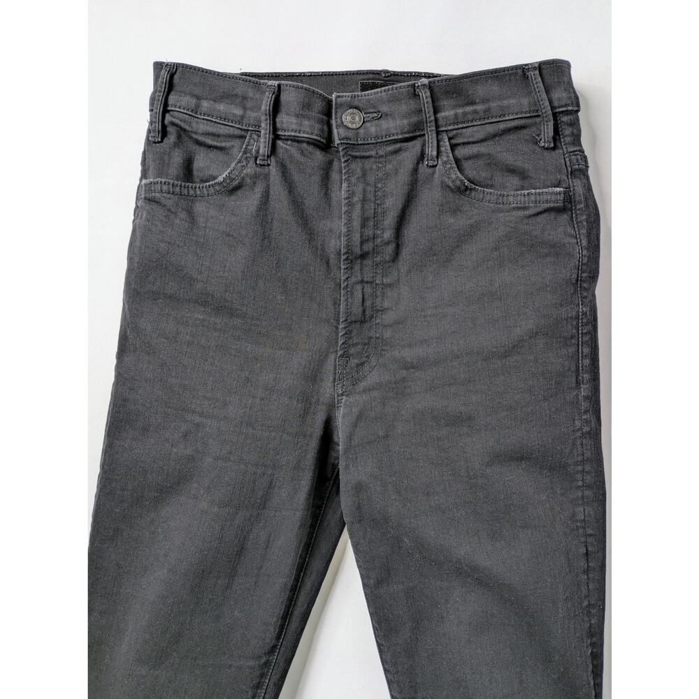 MOTHER Hustler Ankle Fray Jeans 30 Black High Rise Crop Raw Hem Not Guilty - Picture 5 of 15